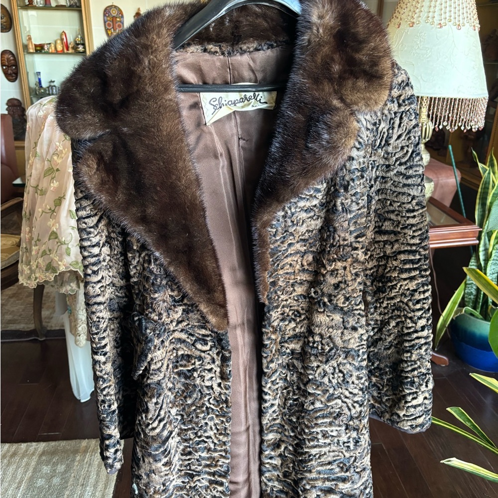 Schiaparelli Brown Teddy Jacket with Plush Fur Collar